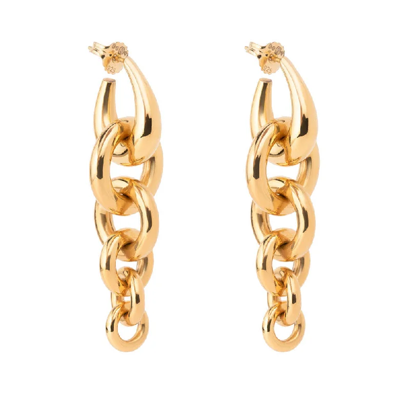 Classic Hoop Earrings-Hanging links Gold Plated Earrings