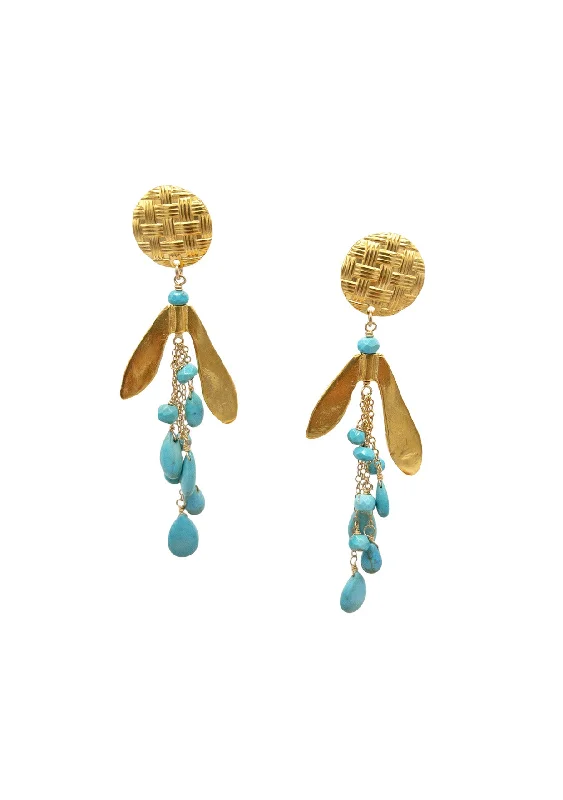 Simple Hoop Earrings for Women-Turquoise Gold Statement Earrings