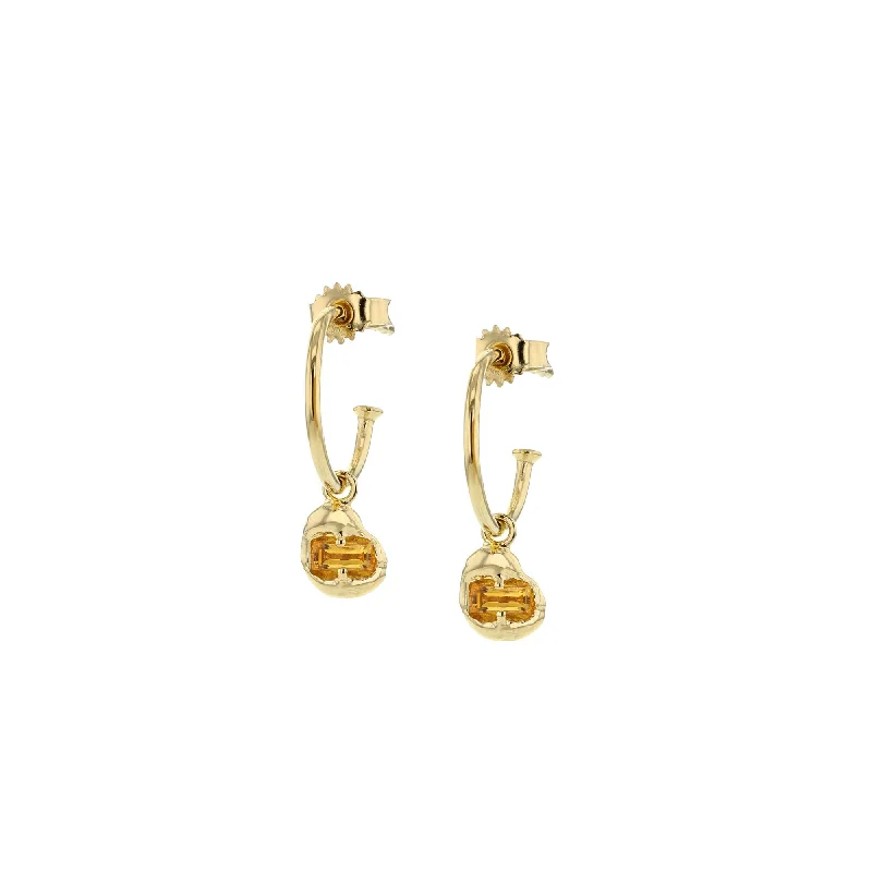 Custom Crystal Earrings-Joined Gold Plated Earrings w. Yellow Zirconias