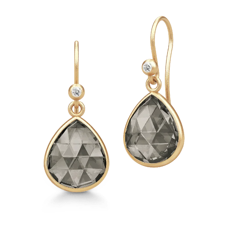 Large Drop Earrings-Lea Smokey Gold Plated Earrings