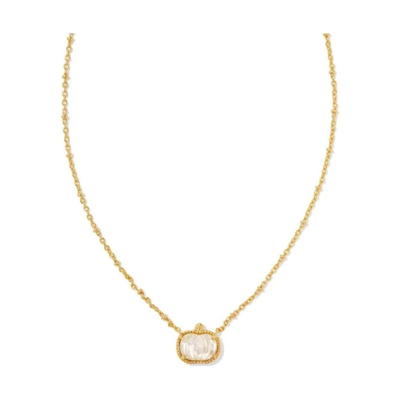 Sapphire Necklaces-Kendra Scott Gold Pumpkin Necklace in Ivory Mother of Pearl