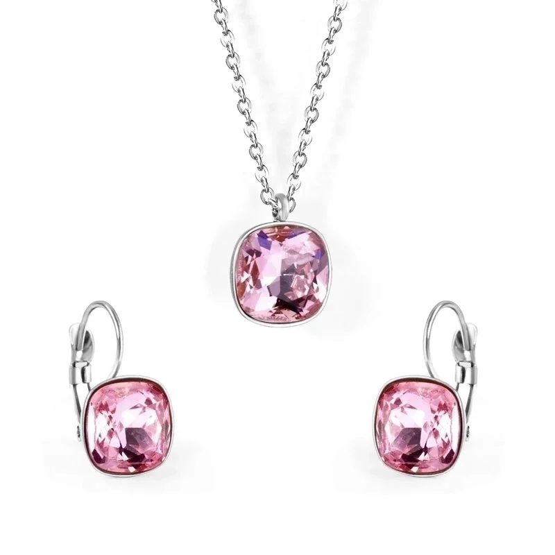 Steel Color-Pink Crystal