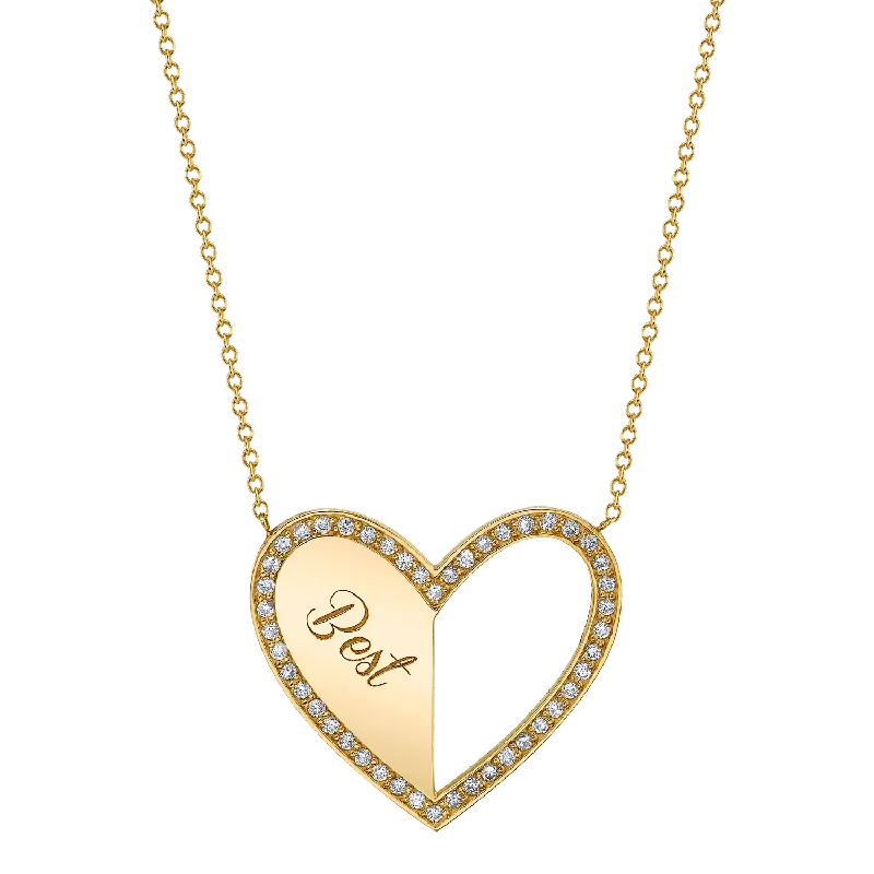 Personalized Pendant Necklaces-Best Friend Heart Necklaces (Set of 2)