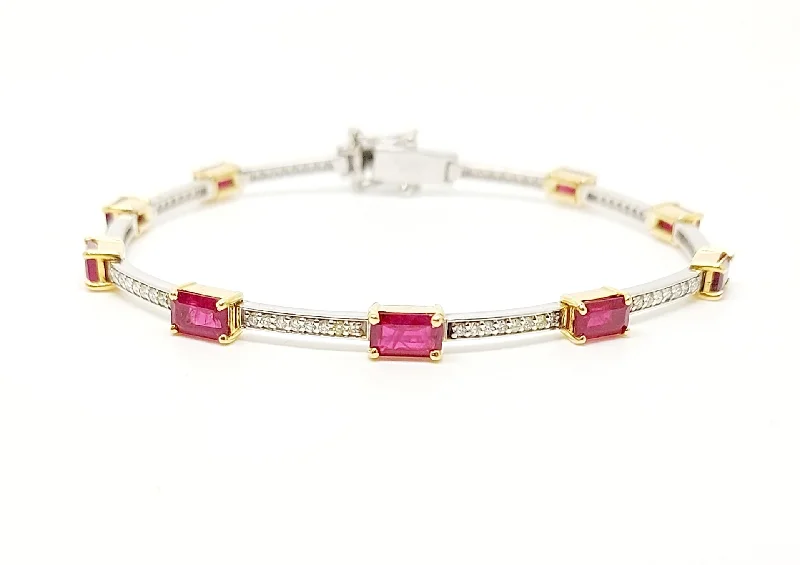 Engraved Bracelets for Bridesmaids-RUBY AND DIAMOND HOT-CAKE BRACELET AD NO: 2760