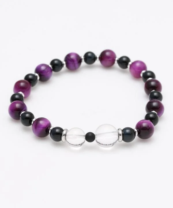 Leather Bracelets for Men-KOKORODO - 8mm Purple Tiger Eye Bracelet