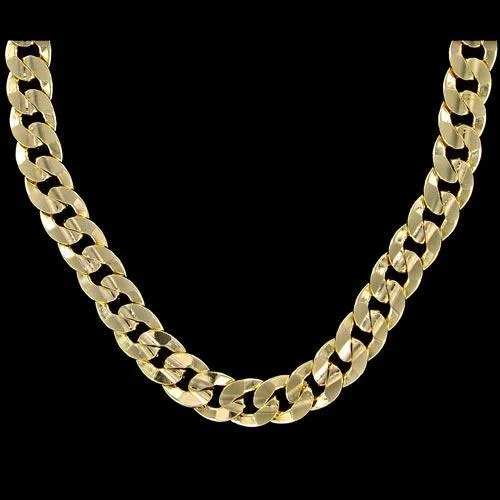 Personalized Necklaces-Cuban Concave 10mm 30 Inch Gold Plated Hip Hop Chain Necklace