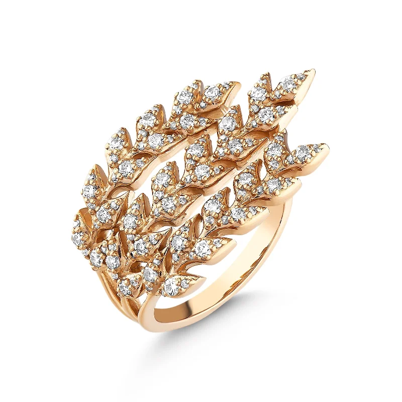 Custom Engagement Rings for Women-WHEAT GOLD DIAMOND RING