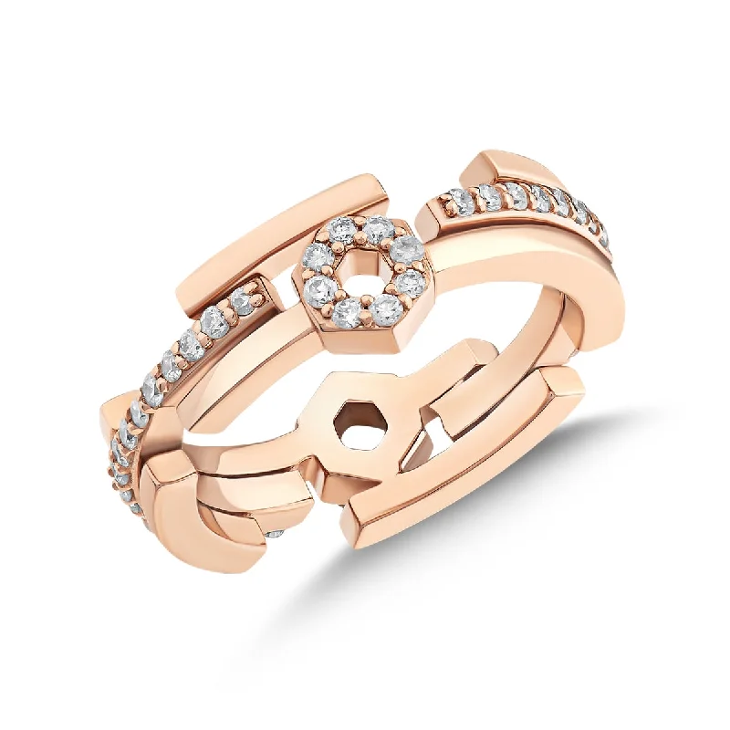 Diamond Engagement Bands for Women-BRIDAL GOLD DIAMOND RING