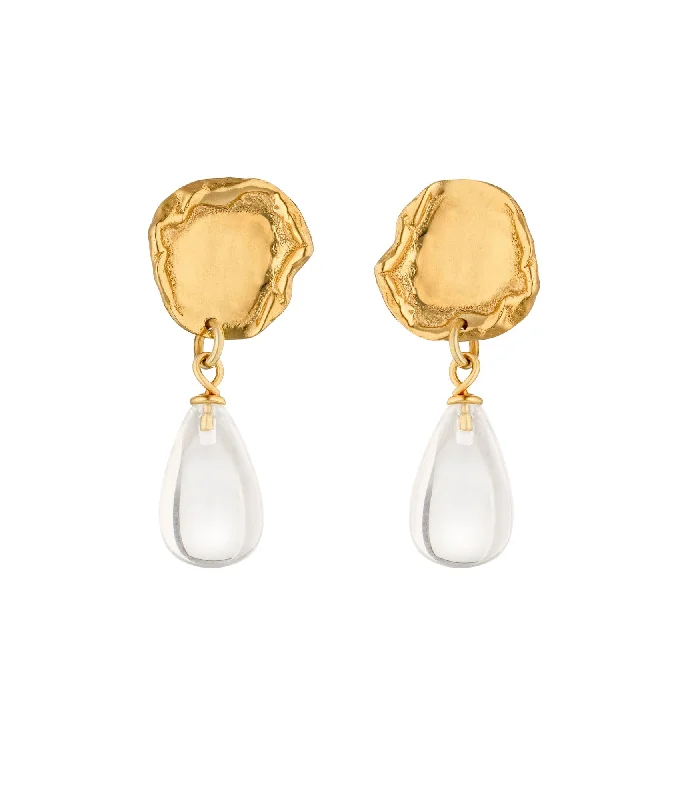 Luxury Crystal Earrings for Women-Arva Gold Plated Earrings w. Quartz