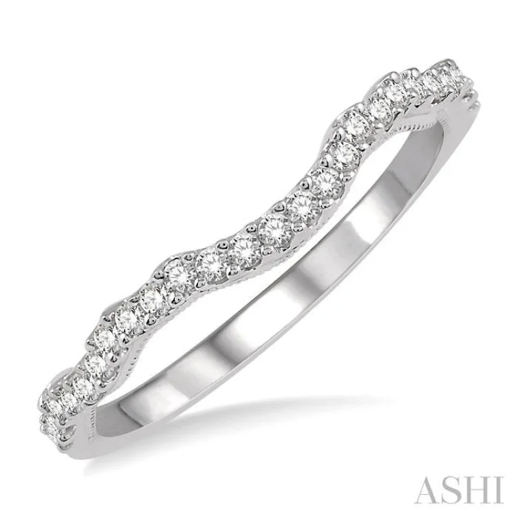 Affordable Custom Engagement Rings-1/5 ctw Curvy Round Cut Diamond Wedding Band in 14K White Gold