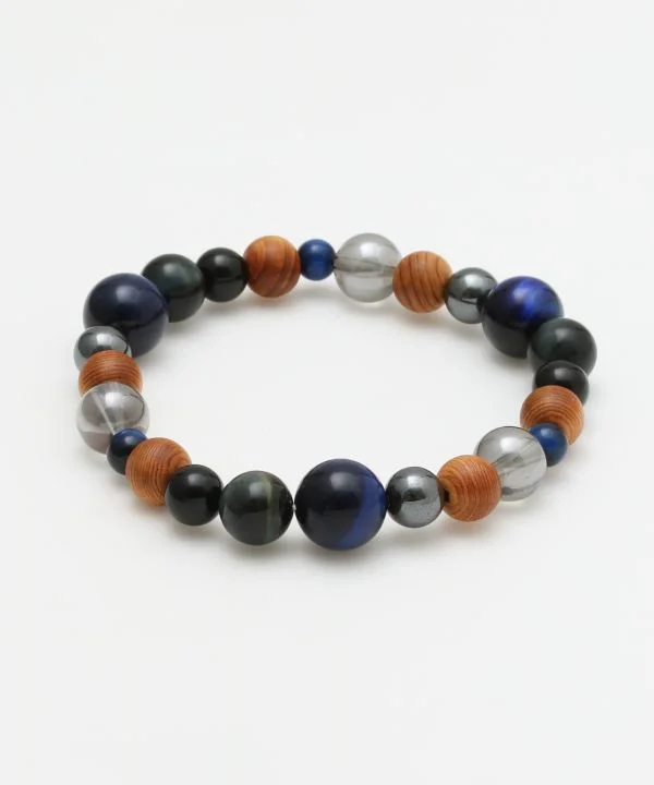 Elegant Bracelets for Evening Wear-威風堂々 - Lapis Tiger Eye Bracelet