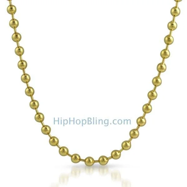 Meaningful Necklaces-IP Gold Stainless Steel 6mm Bead Chain Necklace