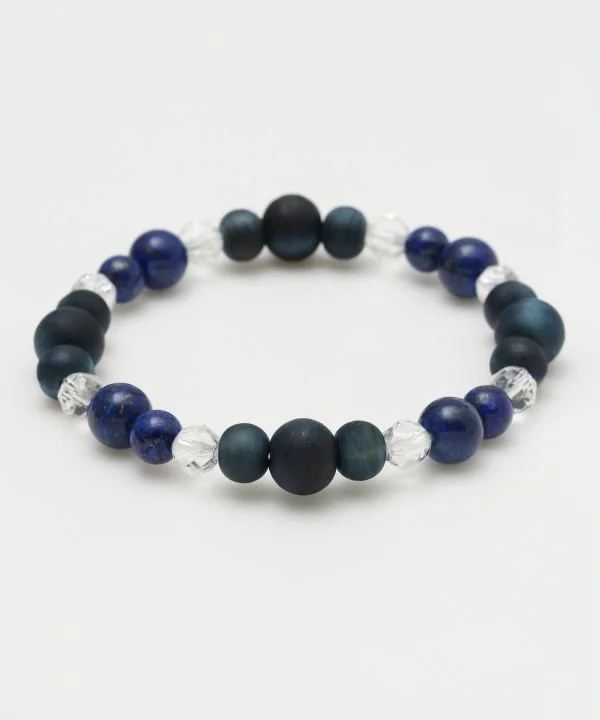 Natural Stone Bracelets-AIZOME Indigo Dyed Cypress x Lapis Lazuli Bracelet