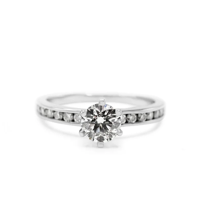 Customizable Promise Bands-Tiffany Certificated Solitaire Diamond Ring, Diamond Shoulders