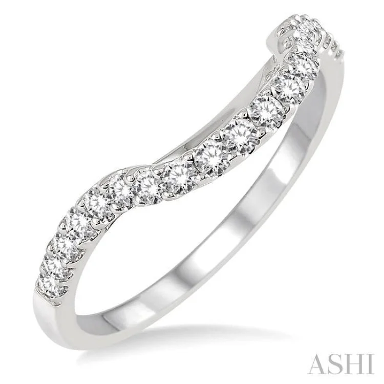 Luxury Diamond Engagement Rings-1/3 Ctw Round Cut Diamond Wedding Band in 14K White Gold