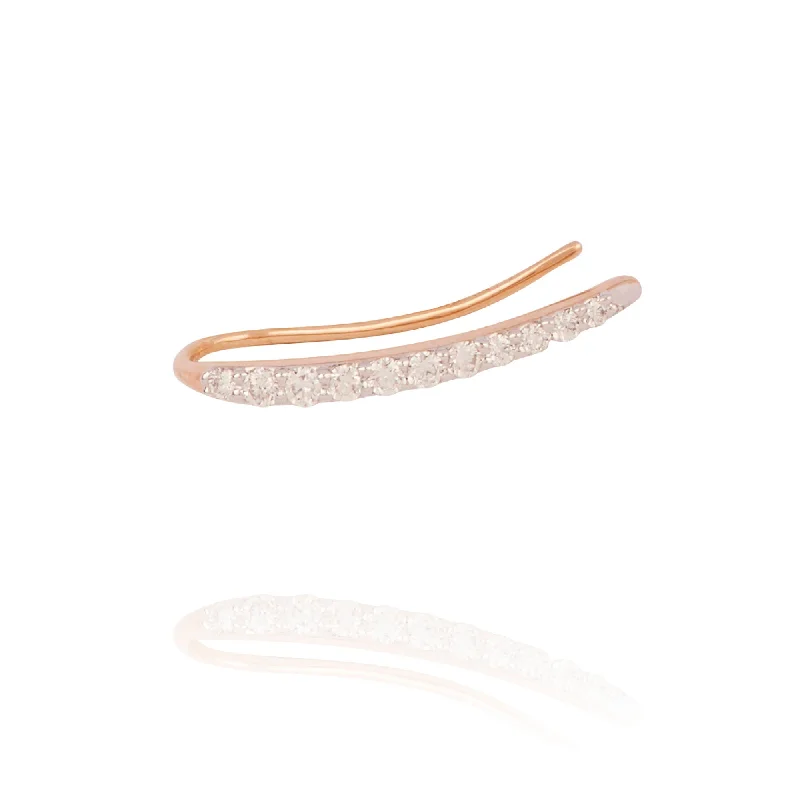 Sparkling Hoop Earrings-Ocean Tide 18K Rosegold Earring w. Diamonds