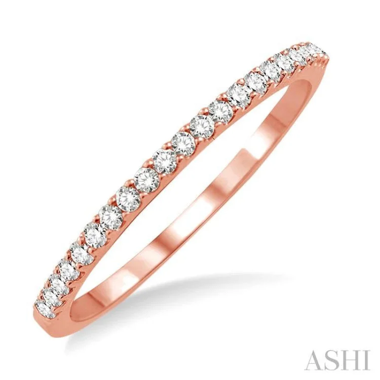 Fashionable Engagement Ring Designs-1/5 ctw Round Cut Diamond Wedding Band in 14K Rose Gold