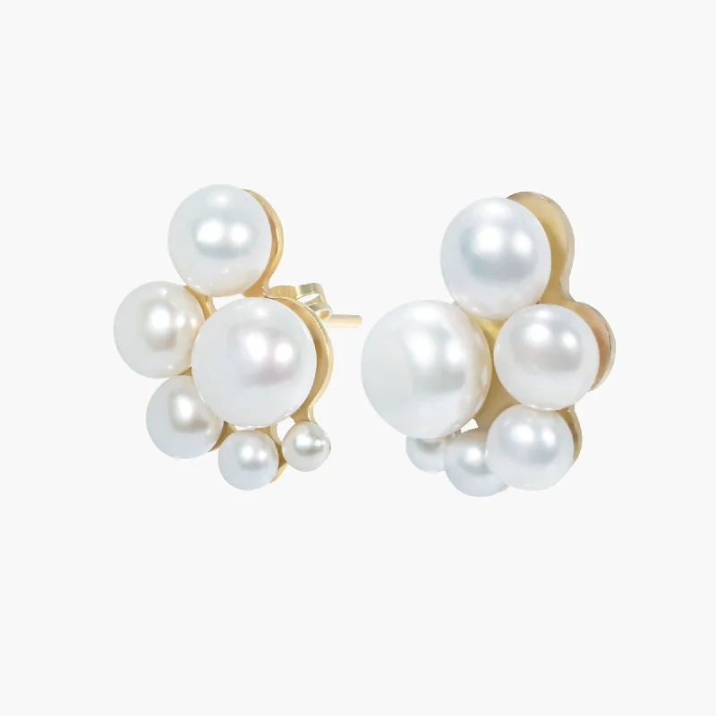 Simple Crystal Earrings for Women-Liat 01 9K Gold Earrings w. Pearls