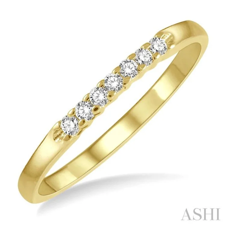 Wedding Rings with Personal Engraving-1/10 ctw 7 Stone Round Cut Diamond Wedding Band in 14K Yellow Gold