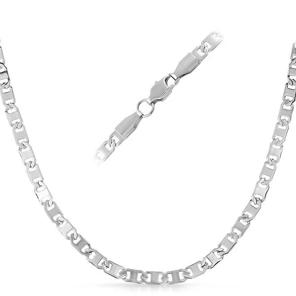 Sapphire Necklaces-Marine Stainless Steel Chain Necklace 4MM