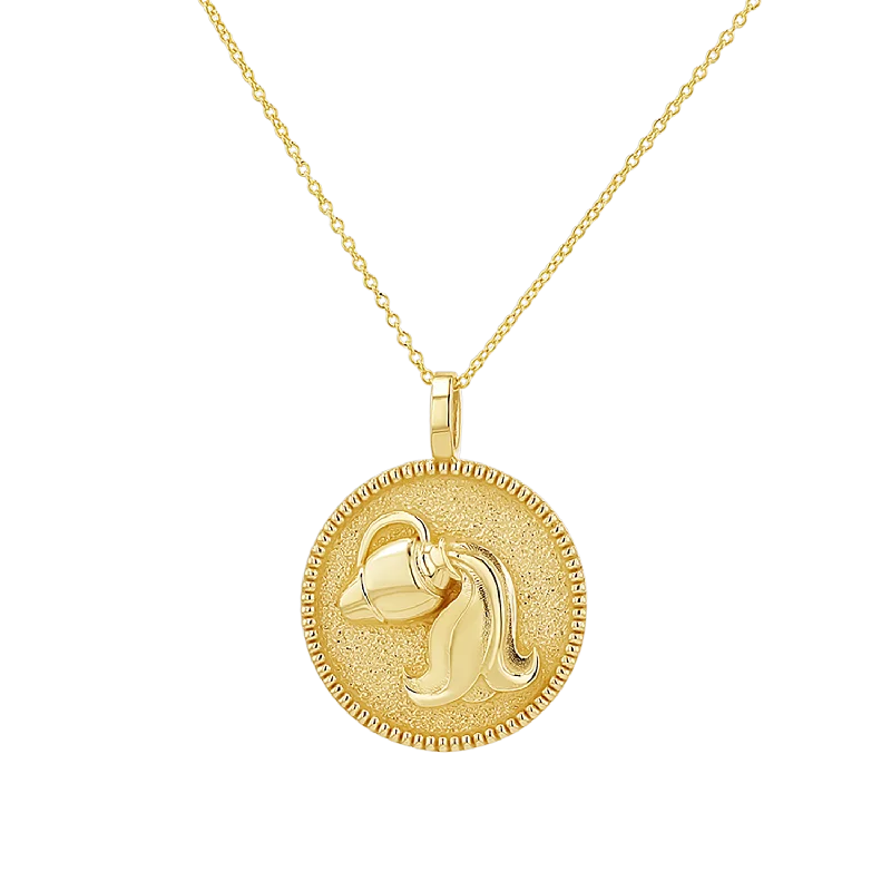 Custom Logo Necklaces-Zodiac Coin Medallion Necklace