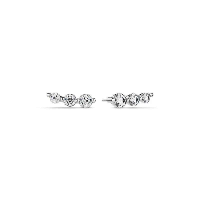 Geometric Gemstone Earrings-Tiara Piccolo 14K Whitegold Earrings w. Lab-Grown Diamonds