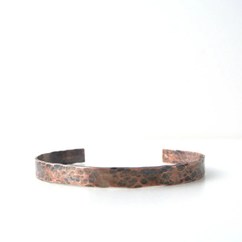 Double Layer Bracelets for Women-Urban - Copper and Black Brushed Hammered Cuff Bracelet for Men