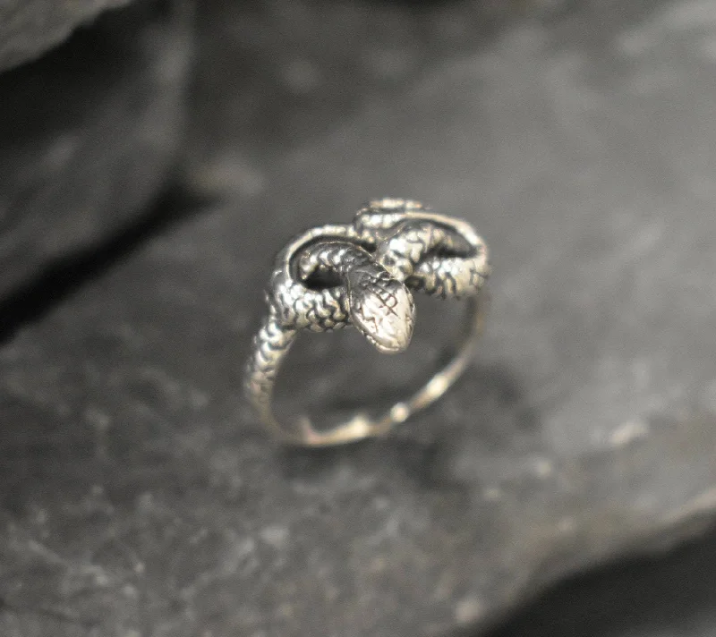 Handmade Wedding Ring Bands-Silver Snake Ring - Silver Python Ring -  Coiled Snake Ring