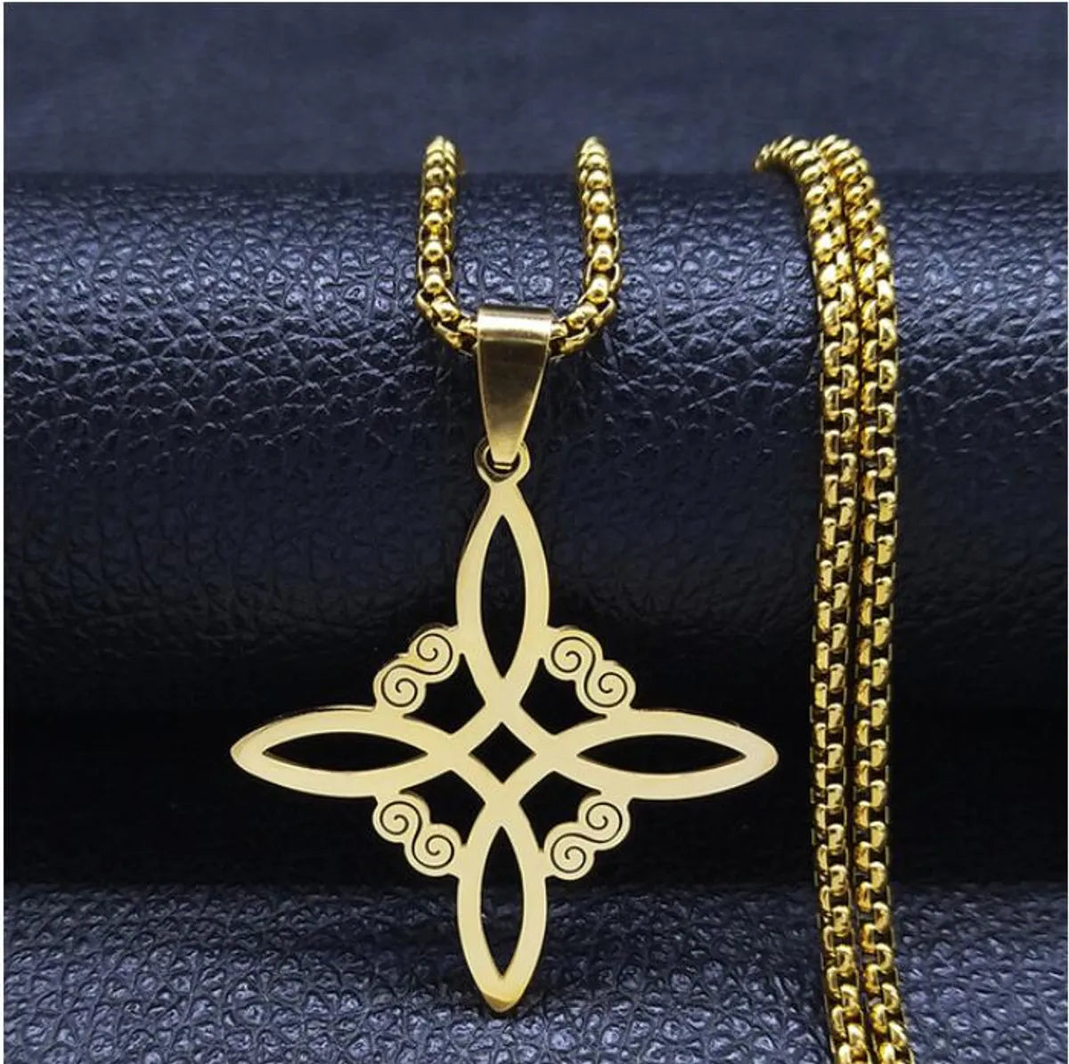 High Fashion Necklaces-Simple Style Cross Witches Knot Alloy Hollow Out Unisex Pendant Necklace