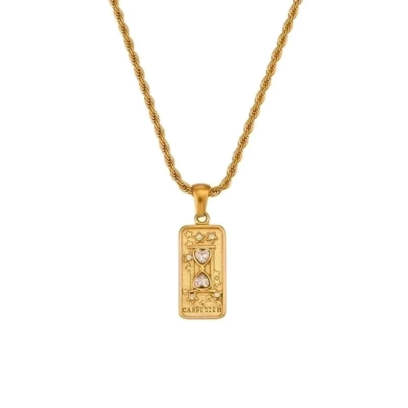 Tarot Hemp Flowers Chain Necklace-Gold-Carousel