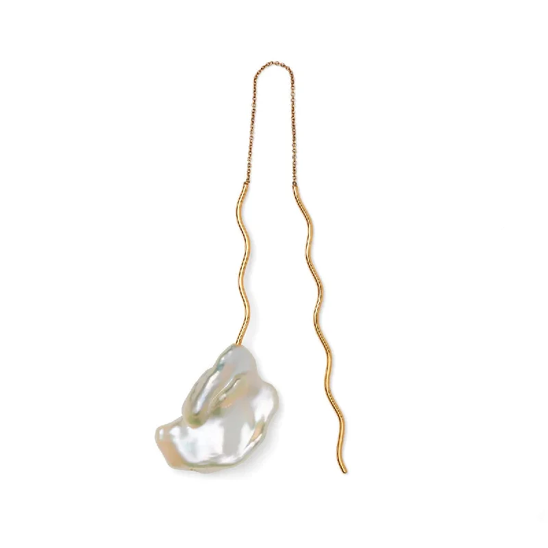 Gold Hoop Earrings-Seafoam 22K Gold Plated Earring w. Pearl