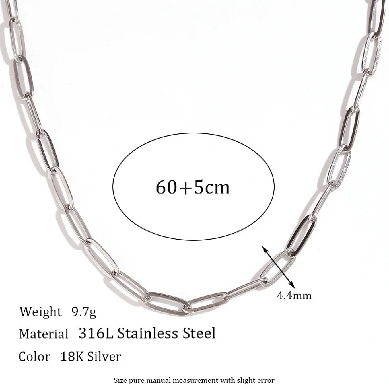 4.4mm paperclip chain - steel necklace -60cm 5cm