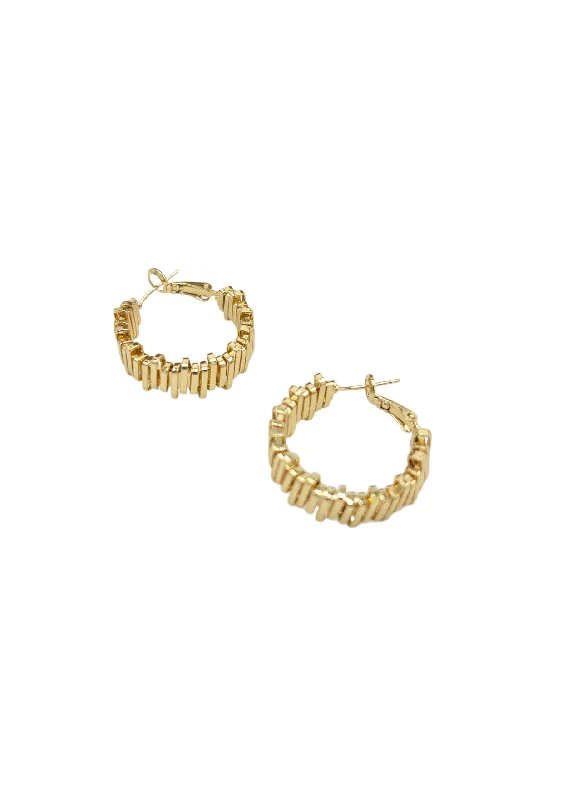 Classic Drop Earrings-Small Textured Gold Hoop Earrings