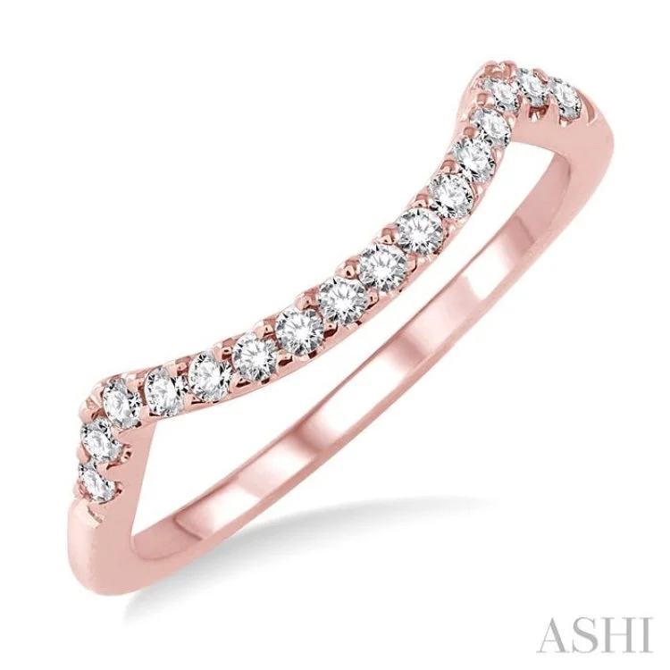 Unique Engagement Rings with Birthstones-1/5 ctw Round Cut Diamond Wedding Band in 14K Rose Gold