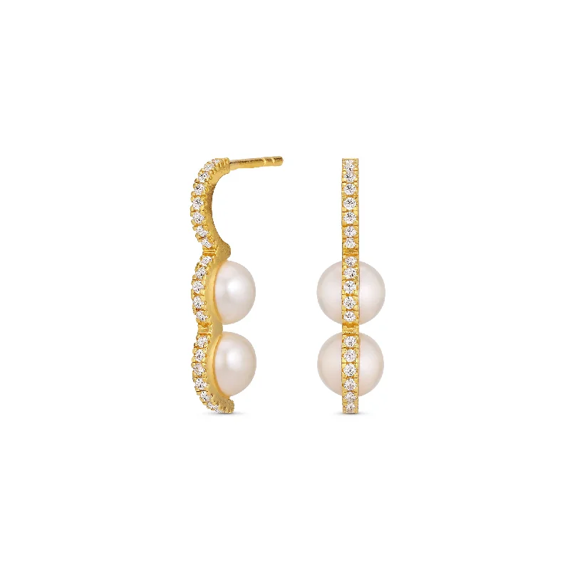 Classic Designer Earrings-Bahati Gold Plated Earring w. Zirconia