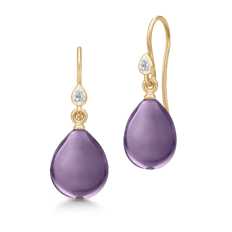 Gold Stud Earrings-Prima Ballerina Amethyst Gold Plated Earrings