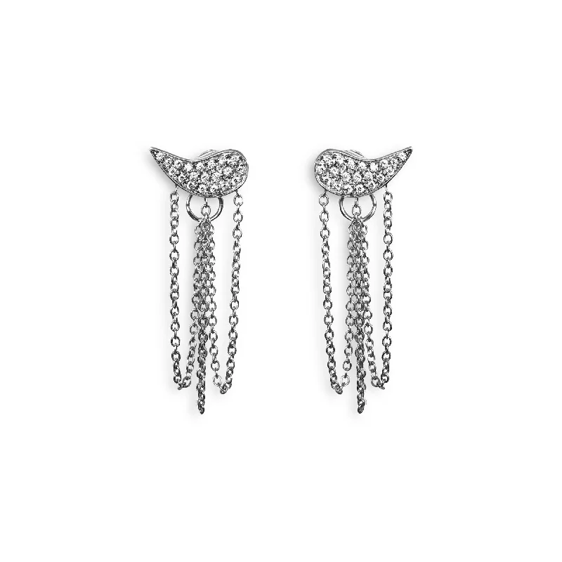 Crystal Drop Earrings-Drip Drop 18K Whitegold Earrings w. Diamonds