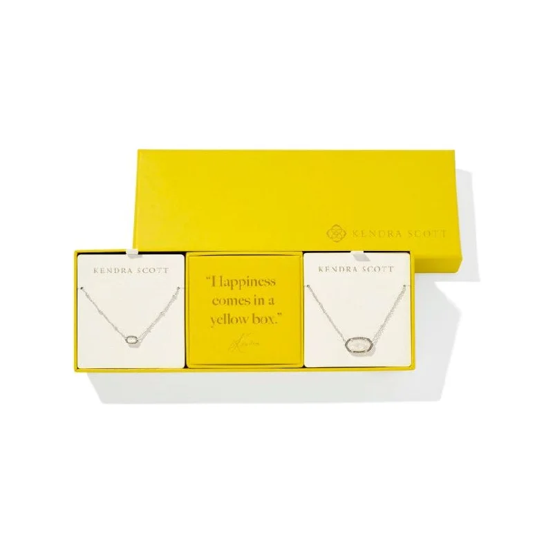 Travel Necklaces-Kendra Scott Elisa Silver Necklace Gift Set