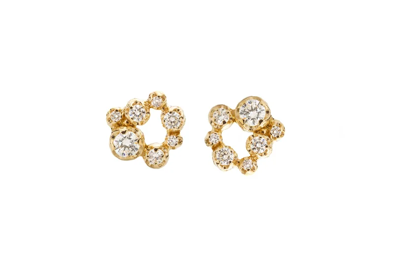 Designer Gemstone Earrings for Women-Small Circle Nr 01 18K Gold, Whitegold or Rosegold Earrings w. Diamonds