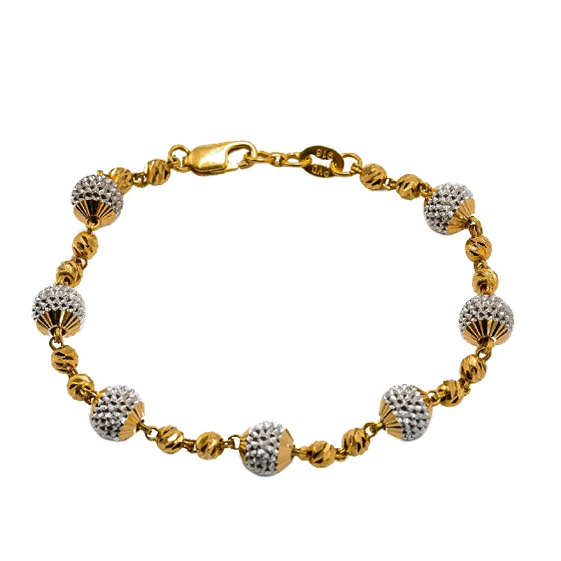 Designer Bracelets for Fashionistas-22K Multi Tone Gold Bracelet W/ Multi Tone Spindle Beads