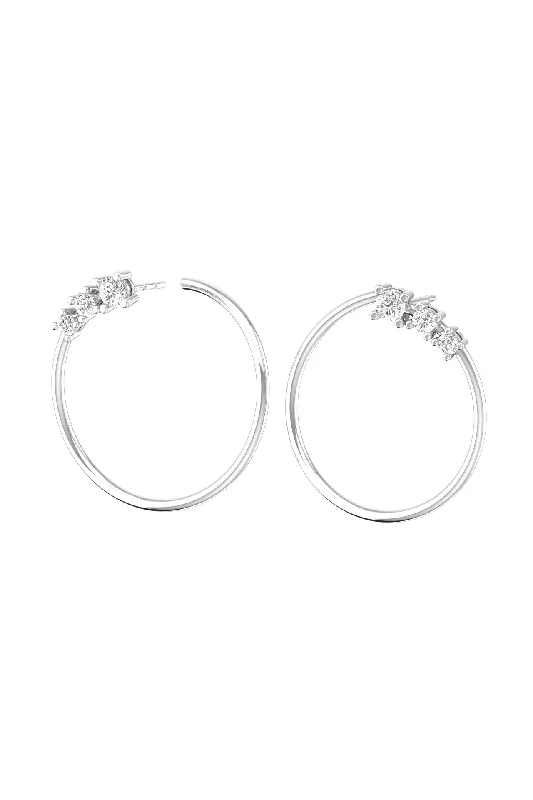 Sparkling Designer Earrings-Circle Degrade 18K White Gold Earrings w. Lab-Grown Diamonds