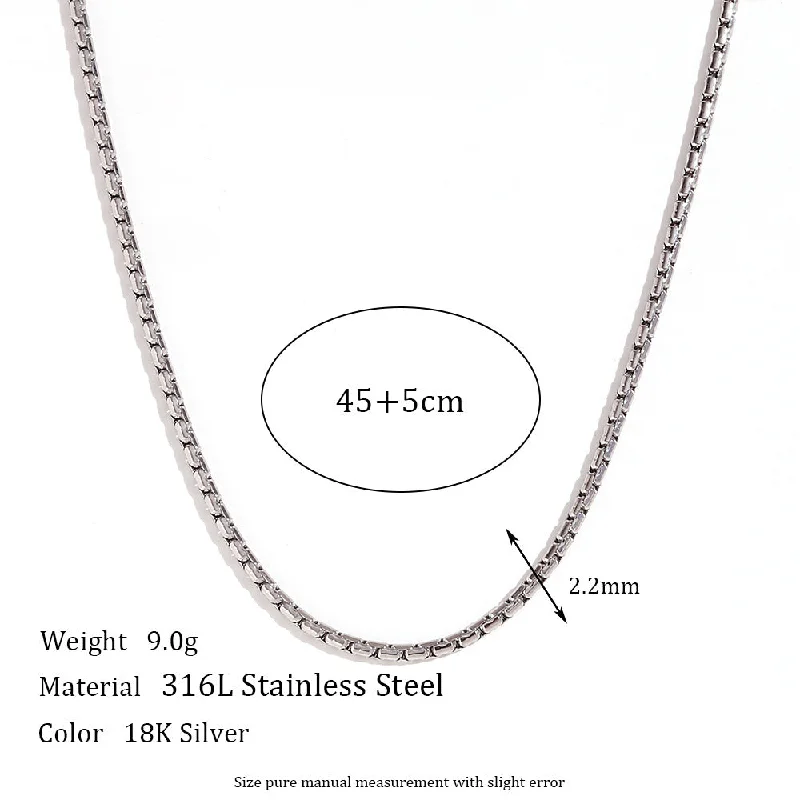 2.2mm Hammer Round Pearl Chain - Steel Necklace -45cm 5cm