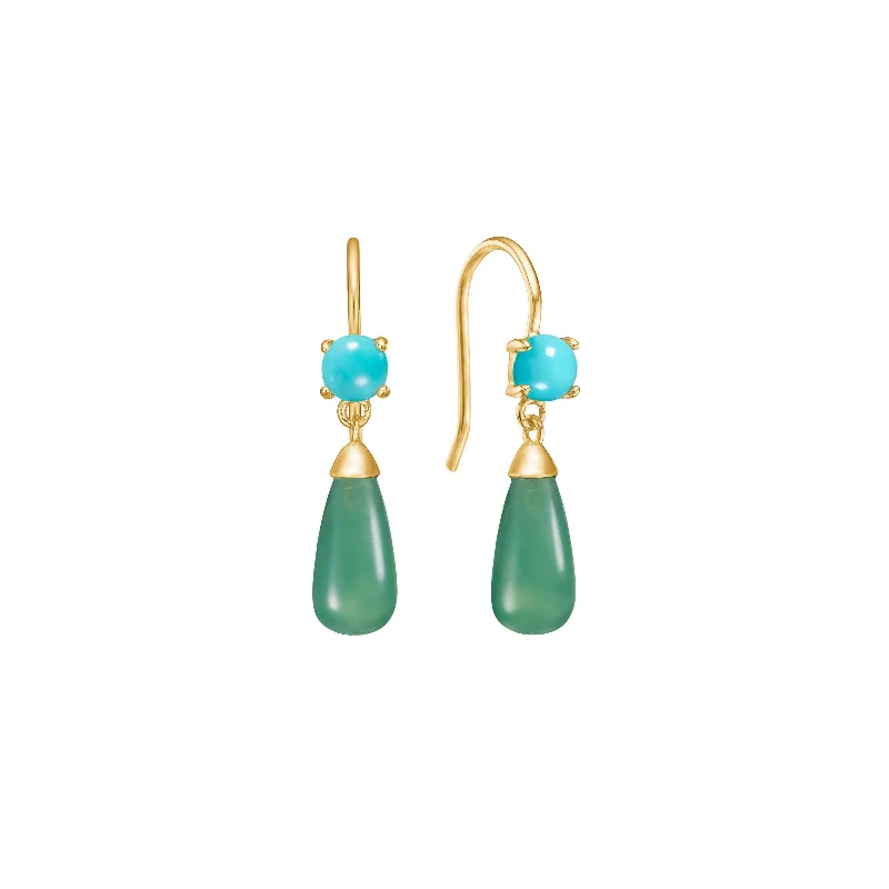 Classic Silver Earrings-18K Gold Plated Earrings w. Agate & Turquoise