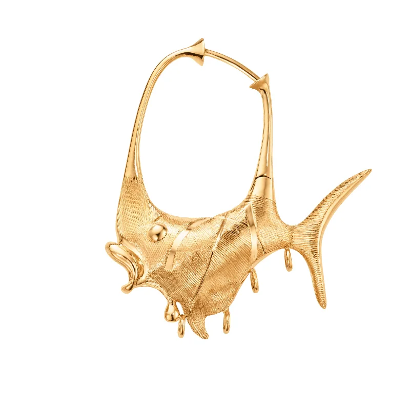 Simple Hoop Earrings for Women-Young Fish Large 18K Gold Earrings