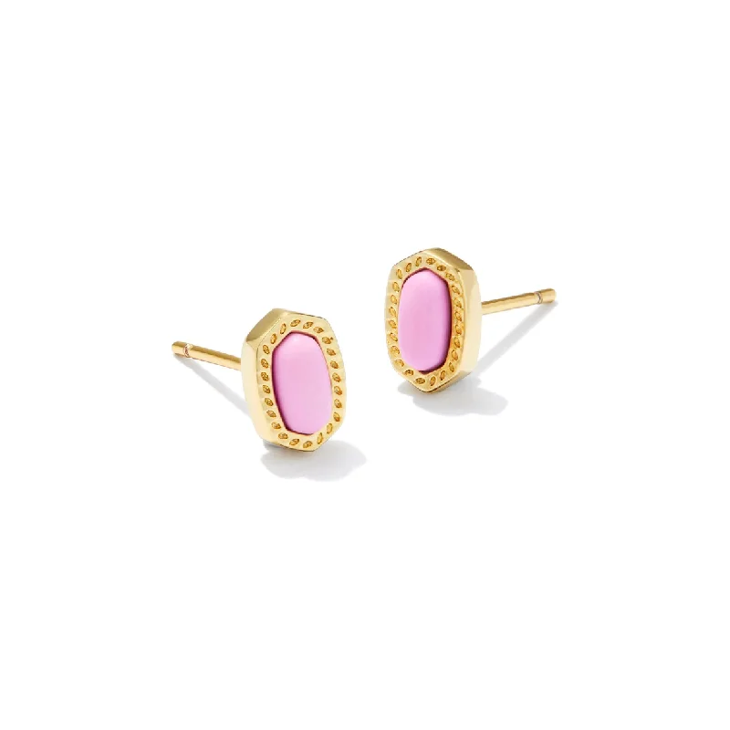 Custom Diamond Necklaces-Kendra Scott Ellie Mini Gold Studs In Fuchsia Magnesite