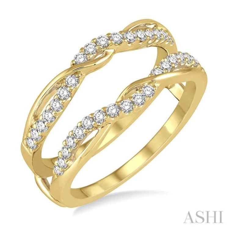 Handmade Promise Wedding Bands-3/8 ctw Round Diamond Insert Ring in 14K Yellow Gold