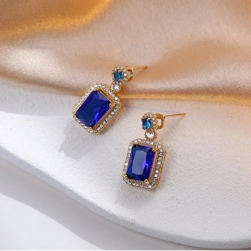 E0090 Blue Gemstone Earrings