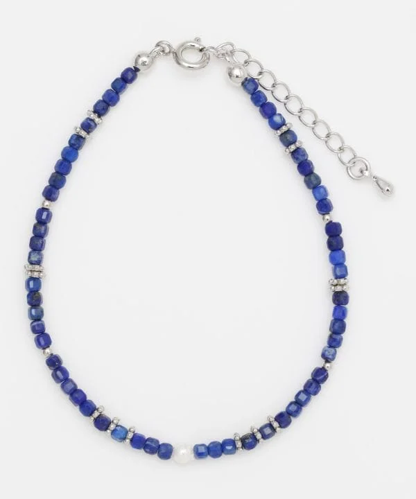 Unique Stone Bracelets for Women-Square Shape Lapis Lazuli Beads Bracelet