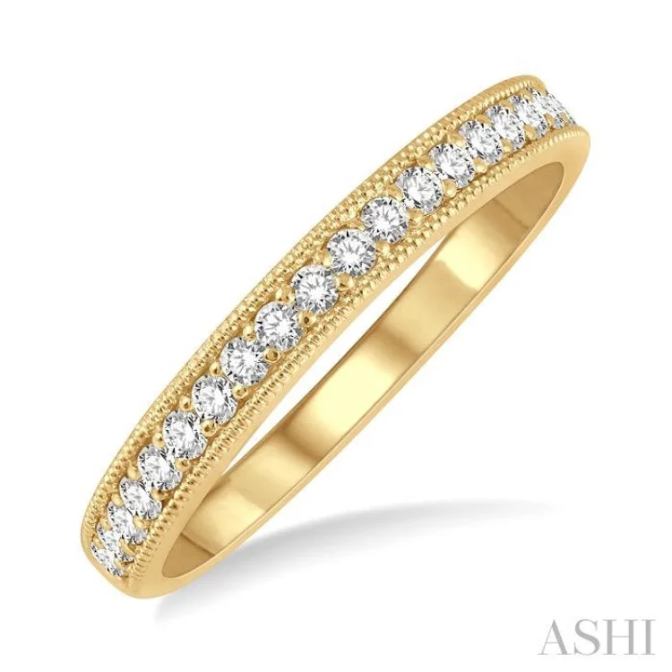 Engraved Wedding Bands for Men-1/4 ctw Round Cut Diamond Wedding Band in 14K Yellow Gold