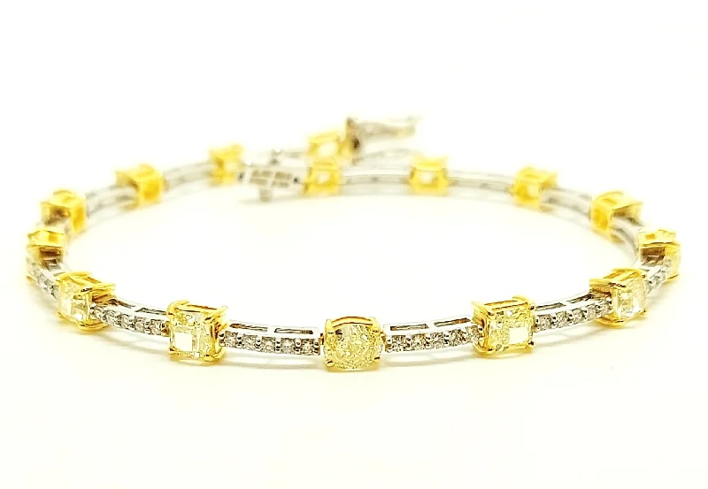 Custom Charm Bracelets-YELLOW AND WHITE DIAMOND HOT-CAKE BRACELET